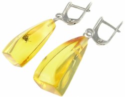 Сережки бурштинові в фігурному кріпленні з інклюзом